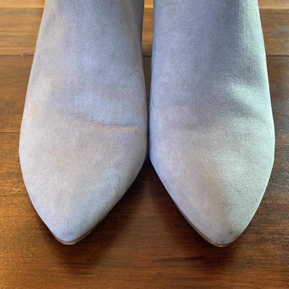 Express Light Grey Open Back Booties - 7 - image 5